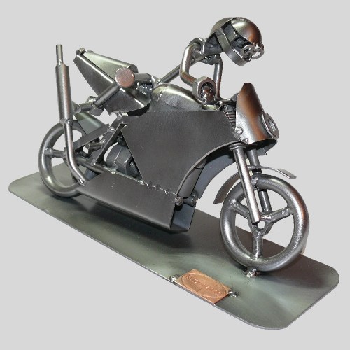 Schraubenmännchen Motorrad in Kurve